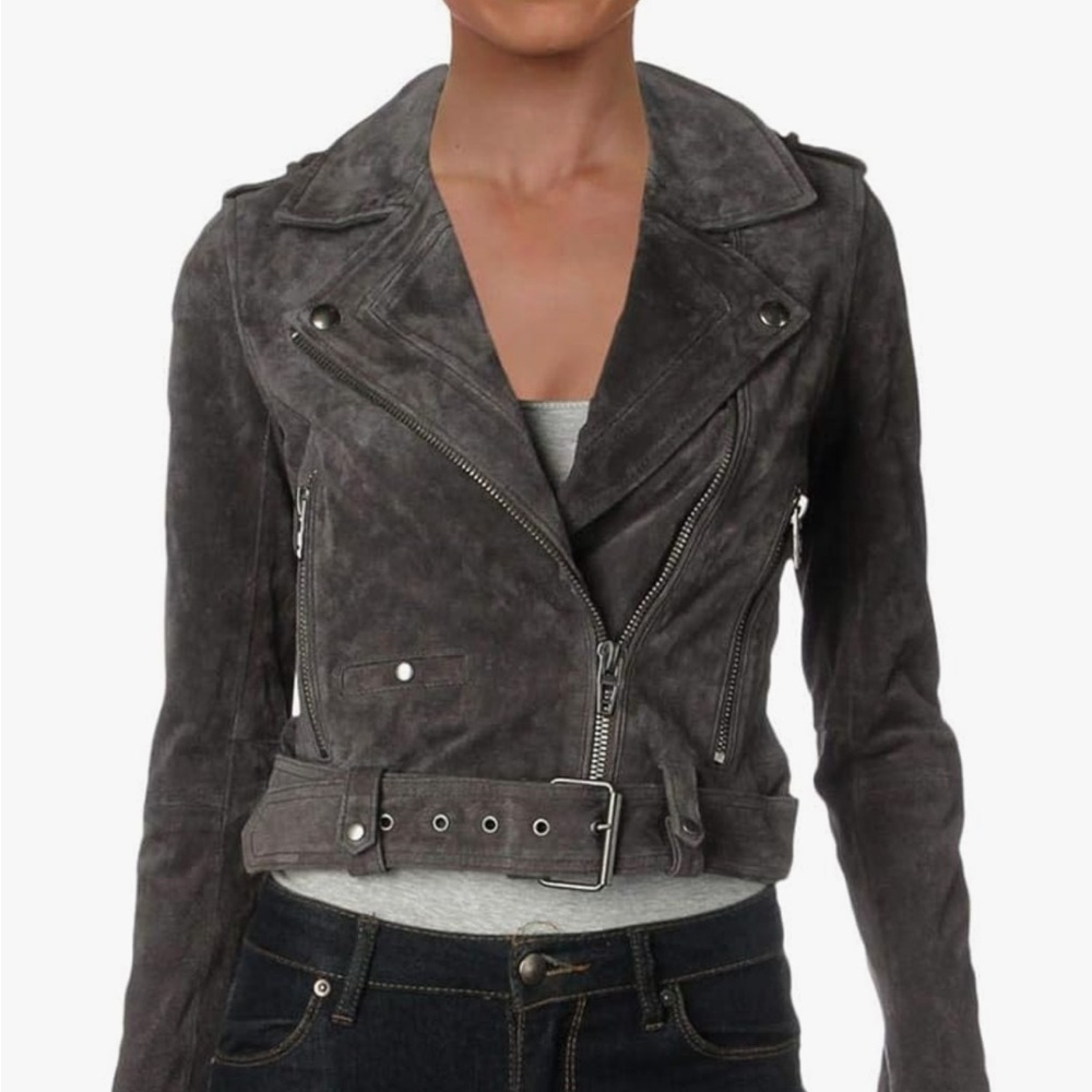 BLANK NYC Suede Jacket - Gray Moto Biker Jacket size small